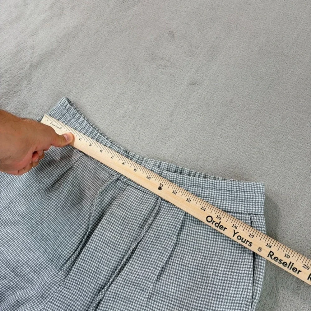 TODD SNYDER Straight Fit 100% Linen Beach Pants Grey Houndstooth Men Medium $395